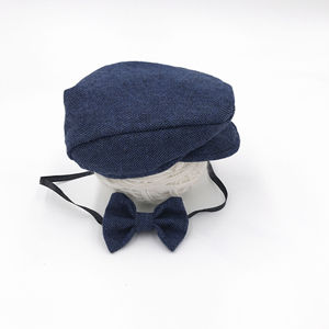 Oggetti di scena fotografici neonati cappello a cilindro bambino gentiluomo papillon + berretto da baseball cappello fotografia per bambini - Product Image 3