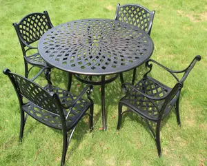 Conjunto de Mesa De Jardim Ao Ar Livre Mobiliário de Jardim varanda Metal Fundido Antigo Pátio Mesa e Cadeira De Alumínio Ao Ar Livre