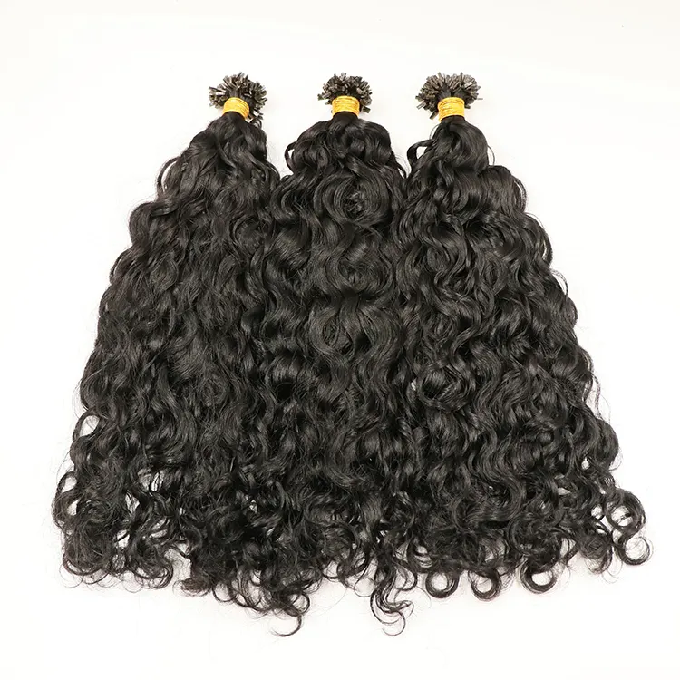 Hoge Kwaliteit Keratine Braziliaanse Haar Behandeling Water Wave Curly Remy Braziliaanse Mens K Tip Raw Hair Extensions