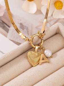 Collier tendance en acier inoxydable avec pendentif <span class=keywords><strong>lettre</strong></span> A-Z et chaîne serpent pour filles et femmes - Cadeaux pour filles - Product Image 2