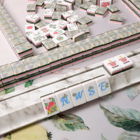 Jeu de Mahjong américain blanc nacré, 160 tuiles en acrylique opale, tuiles de Mahjong rose et vert multicouche, jeu de table de luxe