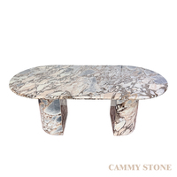Cammy Stone Natürlicher Ozeansturm-Marmor Ovaler Esstisch Modernes Design Multifunktionales Wohnmöbel für Apartments und Villen