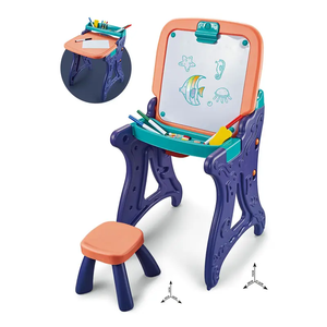 Venta caliente 2 en 1 multifuncional niños borrable tablero de dibujo arte pintura mesa de aprendizaje con silla - Product Image 5