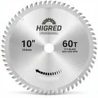 Lame de scie TCT HIGRED de 10 pouces, 60 dents, coupe fine, pour le bricolage du bois, utilisation polyvalente