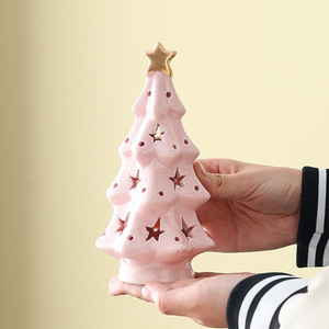 European Style Christmas Gift Translucent Ceramic Christmas Tree Night Light LED Lighting Cute Ceramic <b>Star</b> <b>Decoration</b> - Product Image 2