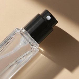 Cosmetics Packaging Portable Mini <b>Empty</b> Square <b>Spray</b> <b>Bottle</b> Clear Screw Refillable 10ml Glass Perfume <b>Bottle</b> With Black Cap - Product Image 3