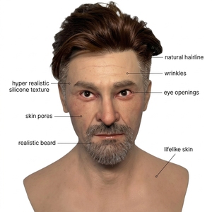 Masque facial masculin en silicone ultra-réaliste avec barbe, masque intégral pour cosplay, accessoire <span class=keywords><strong>de</strong></span> film, déguisement, masque <span class=keywords><strong>de</strong></span> célébrité en silicone - Product Image 6