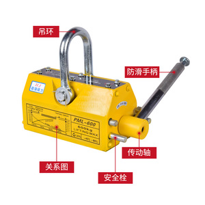 เครื่องยกแม่เหล็กถาวร Pml 600 รับน้ำหนัก 600 กก. เครื่องมือยกแม่เหล็กแบบแมนนวลสำหรับการจัดการเหล็ก - Product Image 1