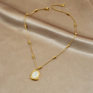 Gold Plated Oval Pendant Necklace With Rose Carving Stainless Steel Chain Everyday Wear Jewelry - Product Image 3