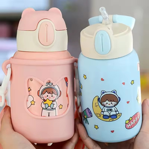 Stainless Steel Kids Water Bottle Sports Vacuum Insulated Bottles <b>Double</b> <b>Wall</b> Insulation Kids Water Bottle With Straw Strap - Product Image 3