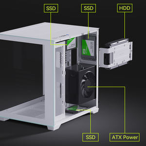 SNOWMAN CS049 Weißes <span class=keywords><strong>PC</strong></span>-Gaming-Gehäuse Mid-Tower-<span class=keywords><strong>PC</strong></span>-Gehäuse mit 240MM RAD-Stütz gehäuse aus gehärtetem Glas im Aquarium-Stil für <span class=keywords><strong>PC</strong></span> - Product Image 6
