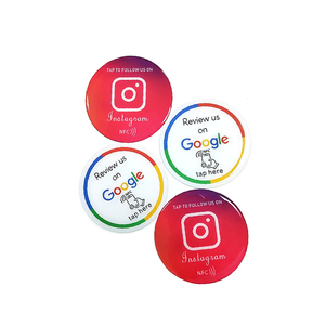 3.93inch 10cm không thấm nước Epoxy vòng tròn <span class=keywords><strong>NFC</strong></span> theo chúng tôi trên Instagram Sticker tấm đứng tùy chỉnh - Product Image 1