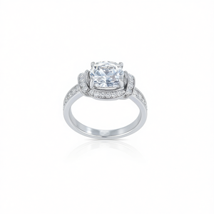 T0051 Anello di Fidanzamento da Donna in Oro Bianco con Diamante Taglio Brillante Rotondo Colore G Diamanti Naturali Stile Classico Misura 6 - Product Image 1