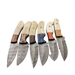 Couteau à lame fixe en acier Damas avec manche coloré, personnalisable pour la chasse, le camping et la survie - Product Image 1