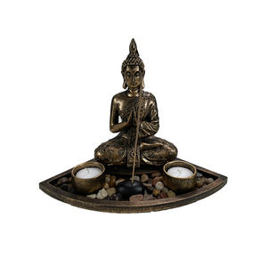 Vendita calda resina di alta qualità resina incenso seduto statua di Buddha portacandele Zen Kit da giardino per la decorazione della scrivania - Product Image 5