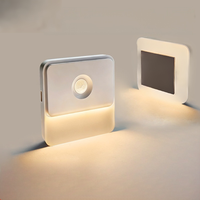 Lampe de nuit carrée sans fil à détecteur de mouvement, 5 m, détection grand angle 120 degrés, rechargeable USB-C, lumière LED blanc chaud à intensité variable
