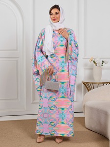 Abaya Elegante Moderna de Color Caramelo con Mangas de Mariposa, Estilo Árabe Musulmán de Oriente Medio, Largo hasta la Rodilla, Vestido Largo Islámico Modesto para la Noche - Product Image 1