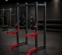REYK REYK18 Rack de squat semi-encadré en acier de qualité commerciale avec barre de traction et rangement pour haltères pour l'entraînement de force de la poitrine et du corps entier