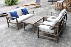 Conjunto de Sofás de Teca para Jardín, Patio o Terraza, Moderno, para Hoteles y Resorts, Resistente al Agua, con Mesa de Centro Plegable y Portátil - Product Image 3