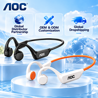 Écouteurs à conduction osseuse AOC Bluetooth 5.4, écouteurs sportifs sans fil à oreille ouverte, étanches IPX4, vente en gros OEM ODM