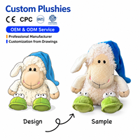 Produsen Mainan Boneka Domba Kustom OEM Topi Tidur Bulu Teddy Keriting Isi Kapas PP Mainan Hewan Boneka Isi Bulu