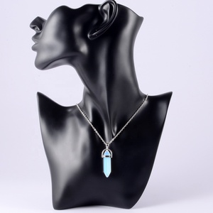 Collana con Pendente Geometrico in Pietra, Esagonale, per Guarigione dei Chakra, Pendolo in Opalite, Quarzo, <span class=keywords><strong>Ossidiana</strong></span>, Cristallo, <span class=keywords><strong>Gioielli</strong></span> in Acciaio Inossidabile - Product Image 2