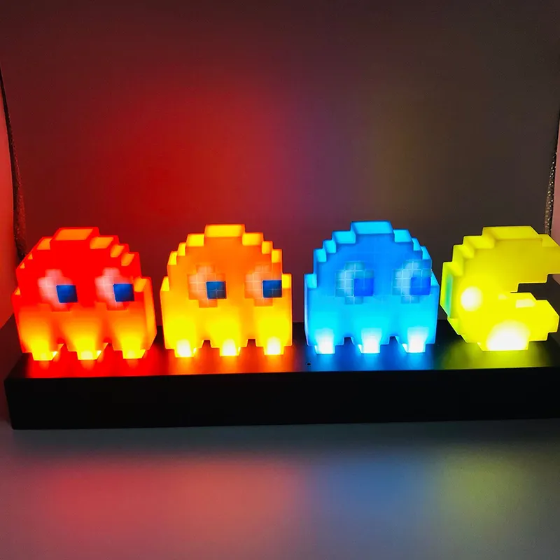 Pac-Man Night Light Lamp Game Icon Visual Illusion LED 3D Light Atmosphere Nightlight Action Figure Model