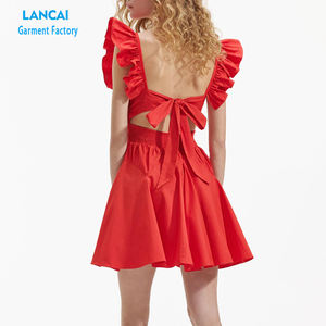 Vente en gros Nouveau design Robe décontractée Mini fleur élégante pour dames Robe pour femmes de couleur unie - Product Image 3