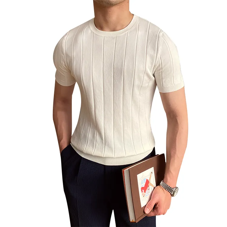 Camiseta esportiva masculina de malha com logotipo personalizado por atacado, camiseta de malha lisa personalizada para homens, novo modelo