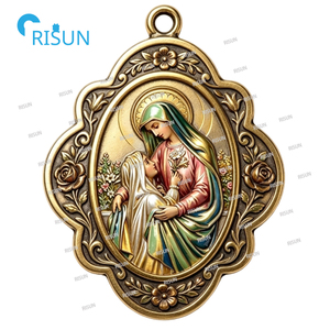Collar con Colgante Personalizado <span class=keywords><strong>de</strong></span> Santa Ana, Patrona Católica, con Medalla <span class=keywords><strong>de</strong></span> María, Medallón Personalizado <span class=keywords><strong>de</strong></span> Santa Ana - Product Image 3