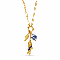 Collier pendentif poisson en gros, prêt à expédier, collier trombone, bijoux, pierres précieuses, collier en acier inoxydable plaqué or