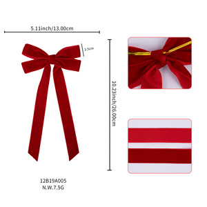 Ornamen Pohon Natal Pita Kupu-kupu Beludru Berumbai 30cm Pita Mengembang untuk Pembungkus Kado Dekorasi Pesta Pernikahan Liburan - Product Image 5