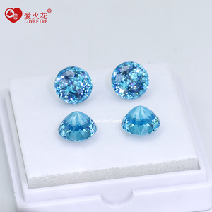 ขายดี 5A คุณภาพสูง คิวบิกเซอร์โคเนีย ทรงกลม ตัดแบบ Twinkle <span class=keywords><strong>Star</strong></span> สีฟ้าอะความารีน 6.0 มม. อัญมณีเทียม - Product Image 4