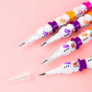 Quantité minimale de commande promotionnel nouveau Design coupe bonhomme de neige forme crayon en plastique bonhomme de neige Crayons pour les enfants