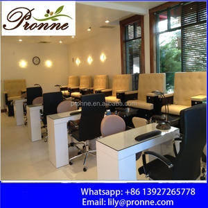 Salon de manucure pied spa double sièges <span class=keywords><strong>station</strong></span> de pédicure nail spa <span class=keywords><strong>station</strong></span> avec bols en verre réfléchissants - Product Image 6