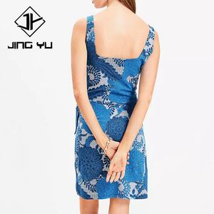 Hot-selling Summer Printed Knotted square Neck Mini <b>Dress</b> High-quality Polyester and Spandex Casual <b>Dress</b> - Product Image 3