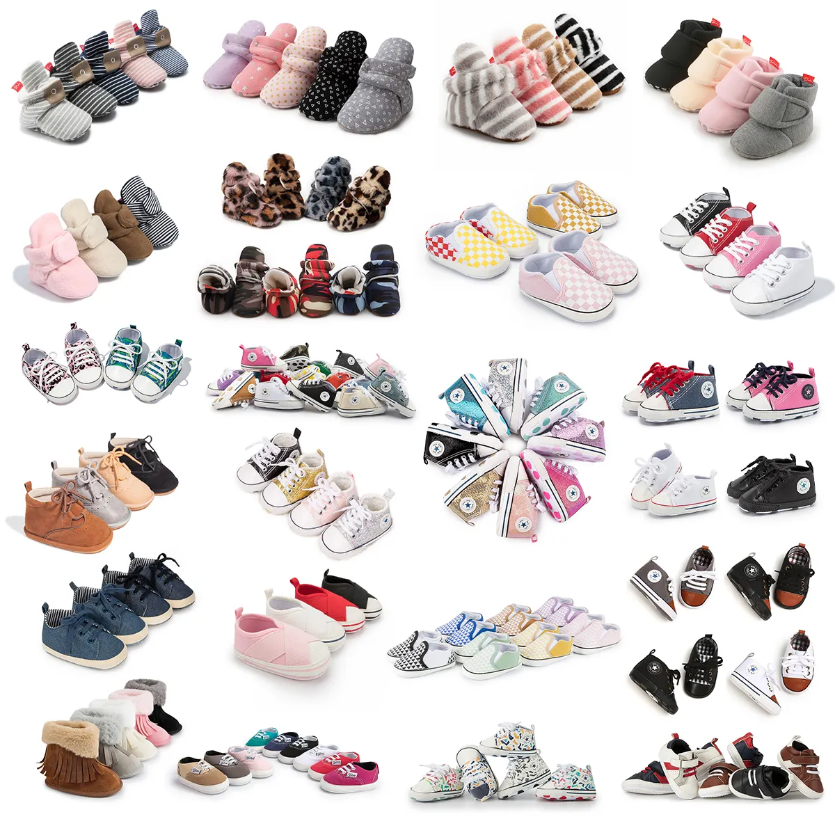 Sepatu kets bayi baru lahir 0-18 bulan, sepatu Crib jalan pertama kasual