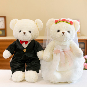 Abito da sposa orsacchiotto peluche giocattolo divano papillon coccole grandi coppie nuziali orsacchiotto bambola amante regalo per bambini giocattoli di peluche - Product Image 2