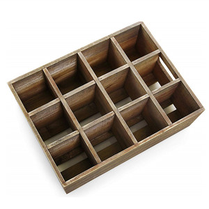 Lưu Trữ Mộc Mạc Màu Nâu 12 Khe Cắm Chai Rượu Bia Thùng Gỗ Với Ngăn - Product Image 4