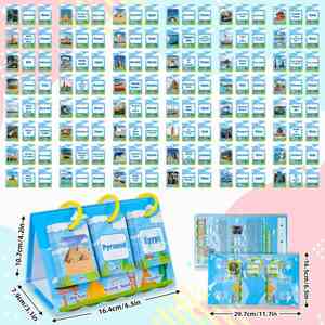 Juego de Tarjetas Educativas para Niños sobre Países, Paisajes Famosos y Mapas con Diseño de Cartas Plegables - Product Image 1