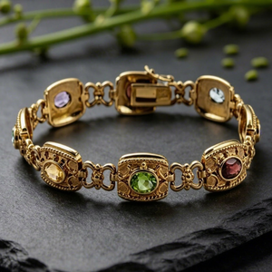สร้อยข้อมือเงินชุบทองหลายหินที่ทันสมัย - Product Image 1