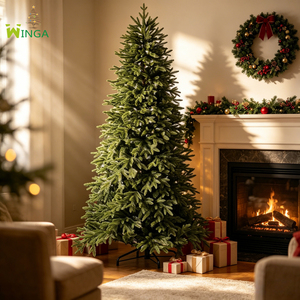 Sapin de Noël artificiel réaliste en cèdre floqué pour décoration intérieure, fenêtre et fêtes - Product Image 1