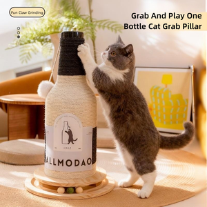 売れ筋ワインボトル型猫用爪とぎ、吸盤ベース付き、サイザル麻素材、カスが落ちない、安全設計 - Product Image 5