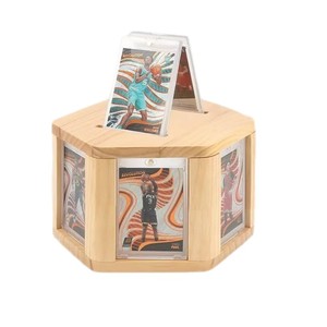 Wooden card display stand, rotatable <b>desktop</b> display rack, sports card storage rack, wooden card collection rack - Product Image 5