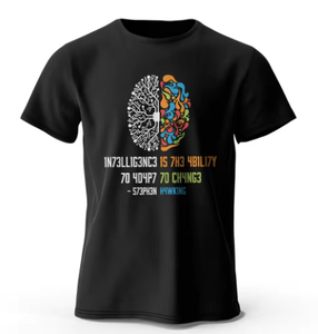 Funny Brain Power Printed 100% Cotton <strong>T</strong>-<strong>Shirt</strong>, Soft &amp; Breathable Round Neck Short Sleeve Tee, Unisex <strong>Quirky</strong> Style - Product Image 1