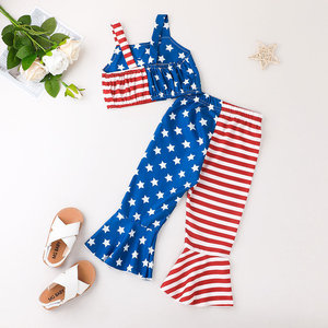 Conjuntos de Ropa para Niña del 4 de Julio, Pantalones de Campana para el Día de la Independencia, Conjunto de 2 Piezas con Tirantes y Pantalones para Niñas - Product Image 2