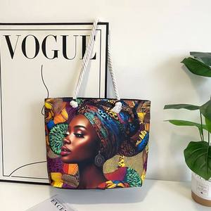 Bolsos de Mano de Lona Personalizados al por Mayor para Mujer, Nuevo Diseño, Patrón de Dibujos Animados Artísticos, Bolsos de Compras con Logotipo Impreso, Bolsa de Playa - Product Image 3