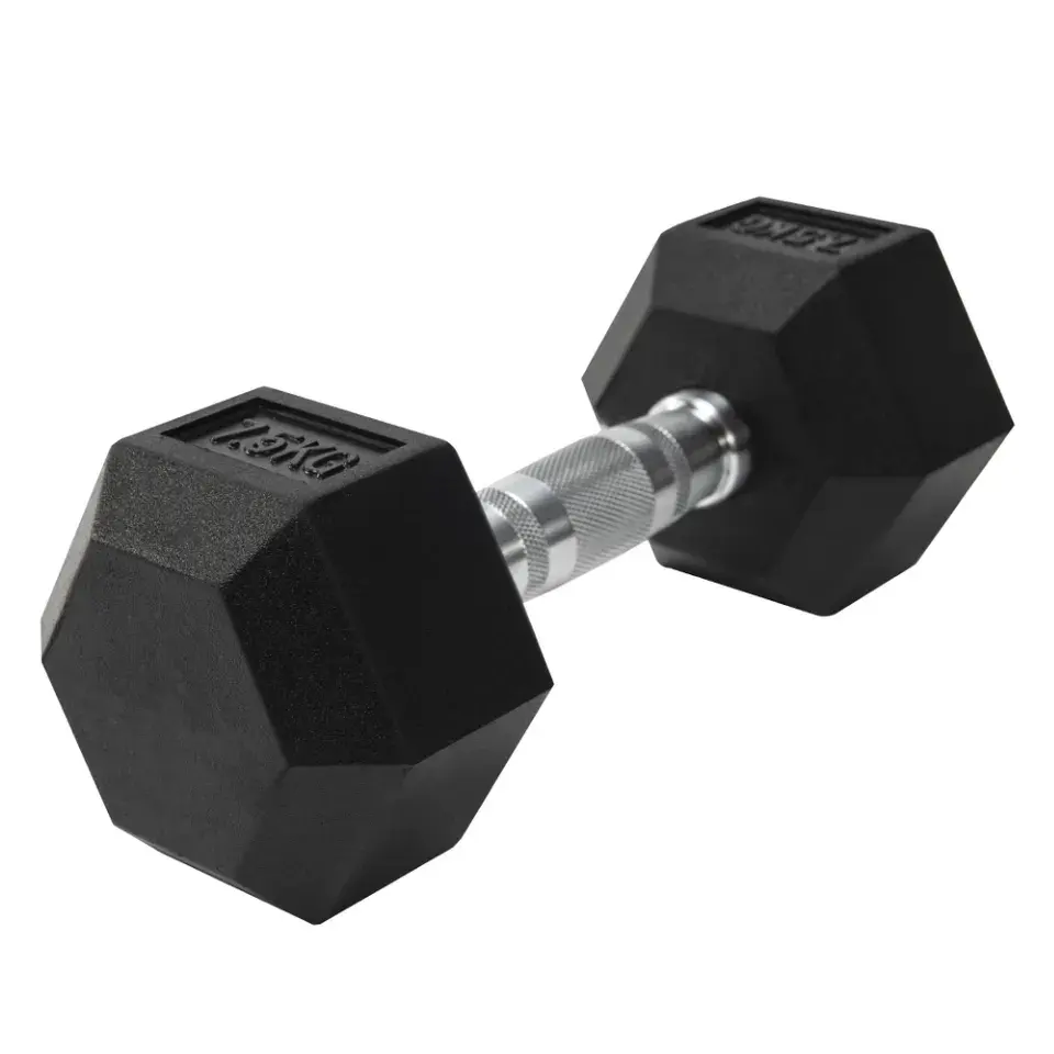 체육관 장비 공장 싼 까만 고무 육 Dumbbell 고무 6 각형 Dumbbells 체육관 사용