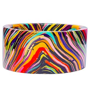 Brazalete de Laca Hecho a Mano Royal Juli Kada con Base Negra Artística y Ondas Coloridas Brillantes, Accesorio de Moda Étnica, 1 Pieza - Product Image 1