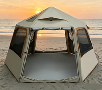 Tente gonflable hexagonale de luxe, directement de l'usine, toutes saisons, résistante au vent, anti-UV, avec fenêtres, tente de camping, logo personnalisé, OEM, ODM